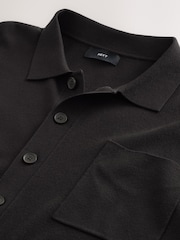 Brown Relaxed Fit Premium Short Sleeve Knit Button-Through Polo Shirt - Image 6 of 7