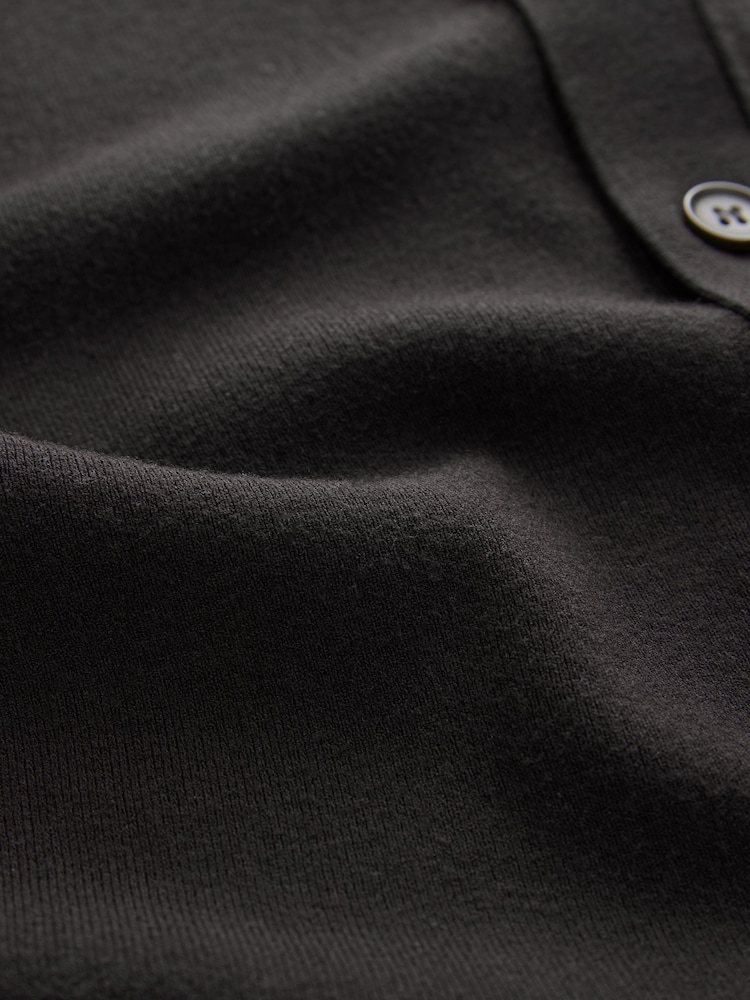 Brown Relaxed Fit Premium Short Sleeve Knit Button-Through Polo Shirt - Image 7 of 7