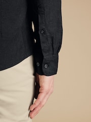 Charles Tyrwhitt Black Slim Fit Plain Pure 100% Linen Shirt - Image 4 of 7