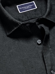 Charles Tyrwhitt Black Slim Fit Plain Pure 100% Linen Shirt - Image 6 of 7