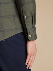 Charles Tyrwhitt Green Slim Fit Large Check Non-Iron Twill 100% Cotton Shirt - Image 3 of 6