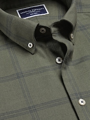 Charles Tyrwhitt Green Slim Fit Large Check Non-Iron Twill 100% Cotton Shirt - Image 5 of 6