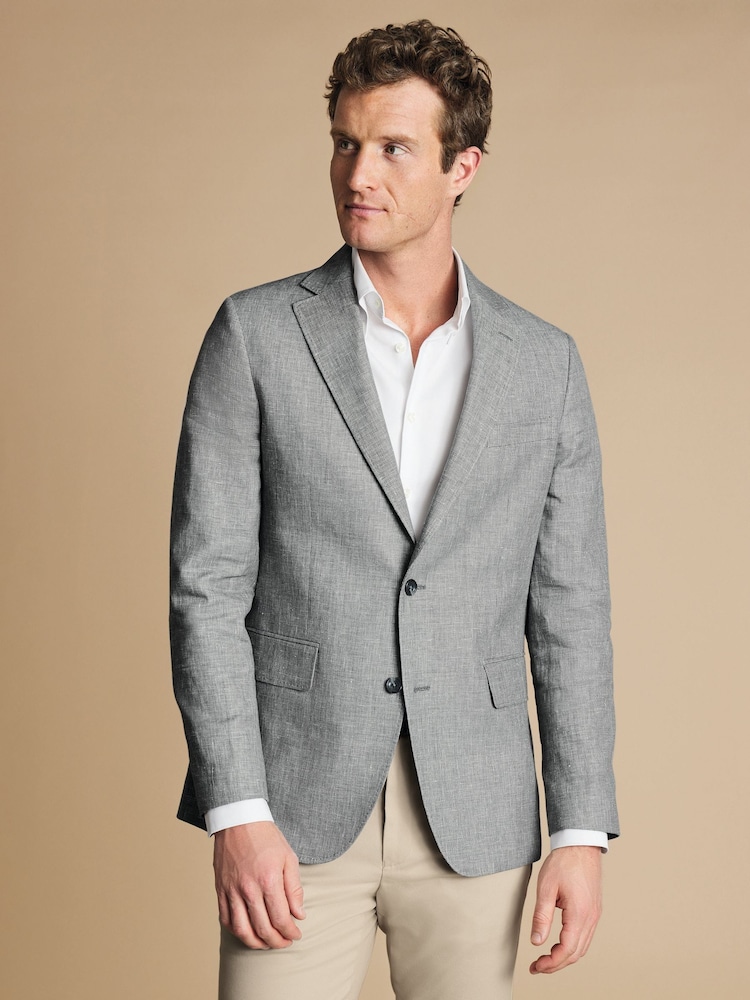 Charles Tyrwhitt Grey Linen Cotton Jacket - Image 1 of 5