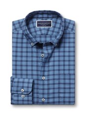 Charles Tyrwhitt Blue Slim Fit Check Non-Iron Twill 100% Cotton Shirt - Image 5 of 7