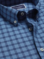 Charles Tyrwhitt Blue Slim Fit Check Non-Iron Twill 100% Cotton Shirt - Image 6 of 7