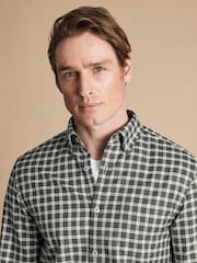 Charles Tyrwhitt Grey Slim Fit Check Non-Iron Twill 100% Cotton Shirt - Image 3 of 7