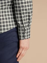 Charles Tyrwhitt Grey Slim Fit Check Non-Iron Twill 100% Cotton Shirt - Image 4 of 7