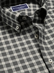 Charles Tyrwhitt Grey Slim Fit Check Non-Iron Twill 100% Cotton Shirt - Image 6 of 7