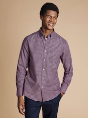 Charles Tyrwhitt Red Slim Fit Check Non-Iron Twill 100% Cotton Shirt - Image 1 of 6