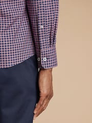 Charles Tyrwhitt Red Slim Fit Check Non-Iron Twill 100% Cotton Shirt - Image 3 of 6