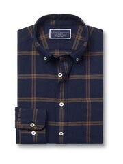 Charles Tyrwhitt Blue Slim Fit Check Non-Iron Twill 100% Cotton Shirt - Image 4 of 6