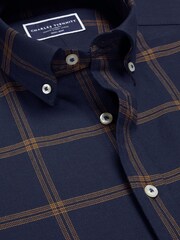 Charles Tyrwhitt Blue Slim Fit Check Non-Iron Twill 100% Cotton Shirt - Image 5 of 6