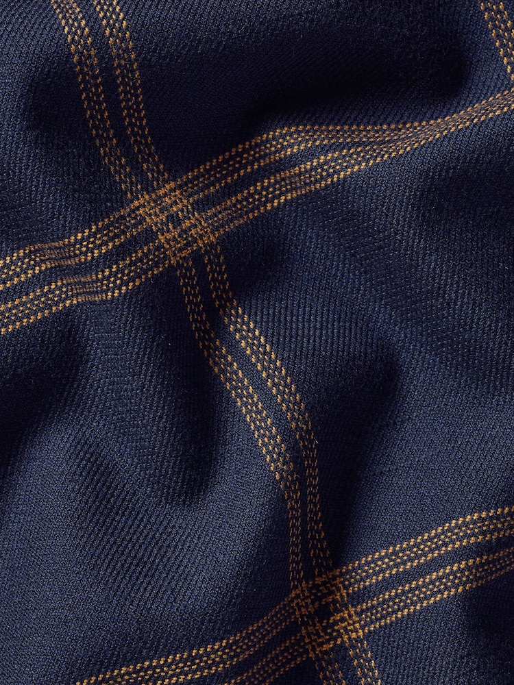 Charles Tyrwhitt Blue Slim Fit Check Non-Iron Twill 100% Cotton Shirt - Image 6 of 6