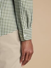 Charles Tyrwhitt Green Slim Fit Check Non-Iron Twill 100% Cotton Shirt - Image 3 of 6