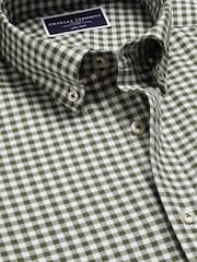 Charles Tyrwhitt Green Slim Fit Check Non-Iron Twill 100% Cotton Shirt - Image 5 of 6