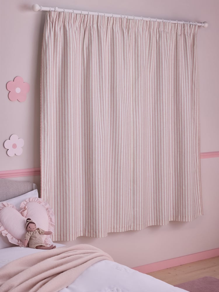 Pink Stripe Pencil Pleat Blackout Curtains - Image 2 of 8