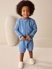Blue Jersey Bomber Jacket and Shorts Set (3mths-7yrs) - Image 1 of 4