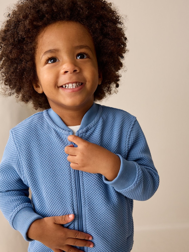 Blue Jersey Bomber Jacket and Shorts Set (3mths-7yrs) - Image 2 of 4