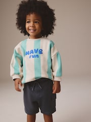 Blue/Ecru Stripe Jersey Sweatshirt and Shorts Set (3mths-7yrs) - Image 1 of 4