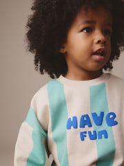 Blue/Ecru Stripe Jersey Sweatshirt and Shorts Set (3mths-7yrs) - Image 4 of 4