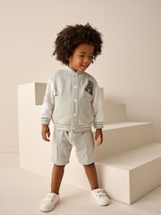 Grey Jersey Letterman And Pintuck Shorts Set (3mths-7yrs) - Image 1 of 4