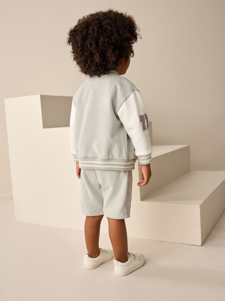 Grey Jersey Letterman And Pintuck Shorts Set (3mths-7yrs) - Image 2 of 4 Grey Jersey Letterman And Pintuck Shorts Set (3mths-7yrs) - Image 2 of 4