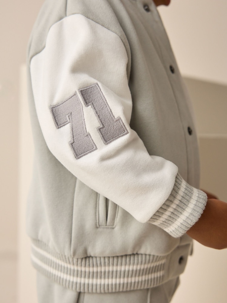 Grey Jersey Letterman And Pintuck Shorts Set (3mths-7yrs) - Image 4 of 4 Grey Jersey Letterman And Pintuck Shorts Set (3mths-7yrs) - Image 4 of 4