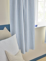 Blue Stripe Pencil Pleat Blackout Curtains - Image 3 of 8