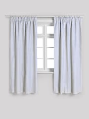 Blue Stripe Pencil Pleat Blackout Curtains - Image 4 of 8