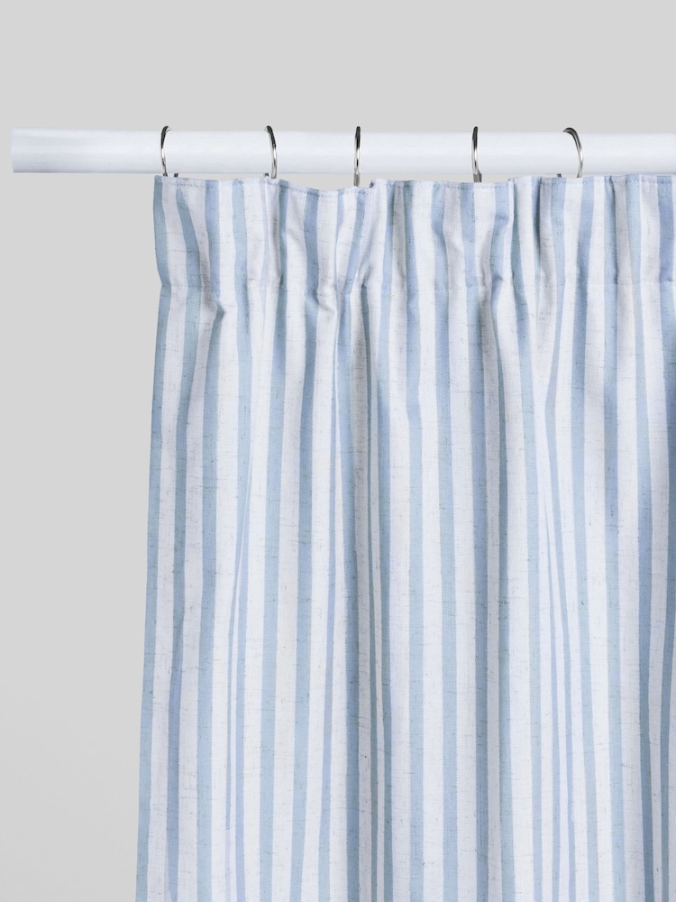 Blue Stripe Pencil Pleat Blackout Curtains - Image 5 of 8