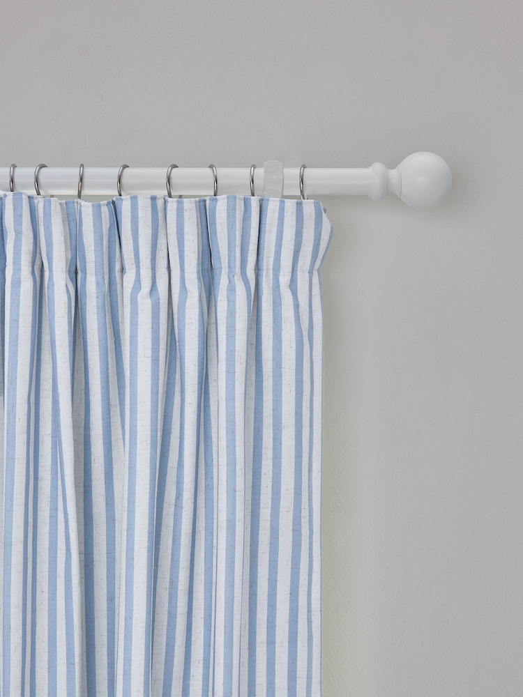 Blue Stripe Pencil Pleat Blackout Curtains - Image 7 of 8