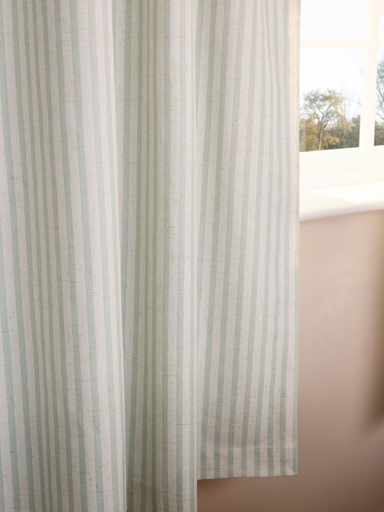 Sage Stripe Pencil Pleat Blackout Curtains - Image 4 of 8