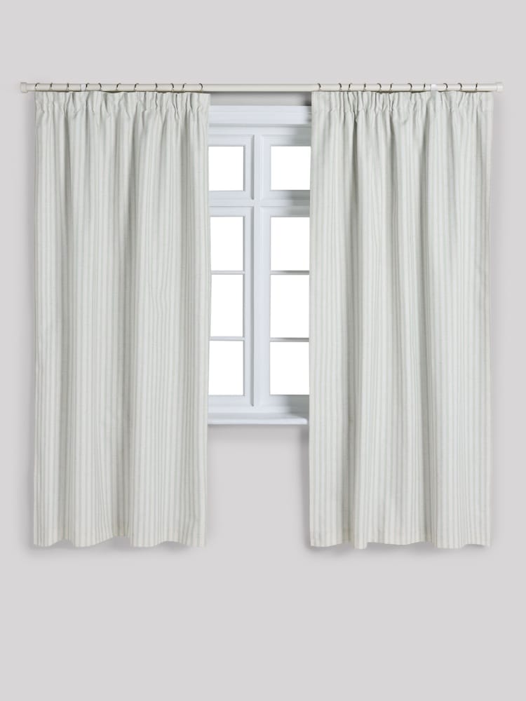 Sage Stripe Pencil Pleat Blackout Curtains - Image 5 of 8