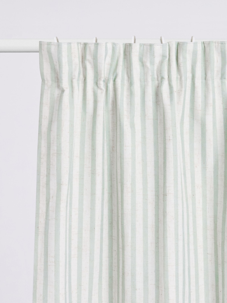 Sage Stripe Pencil Pleat Blackout Curtains - Image 6 of 8