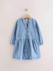 Blue Denim Denim Button 100% Cotton Dress - Image 1 of 3