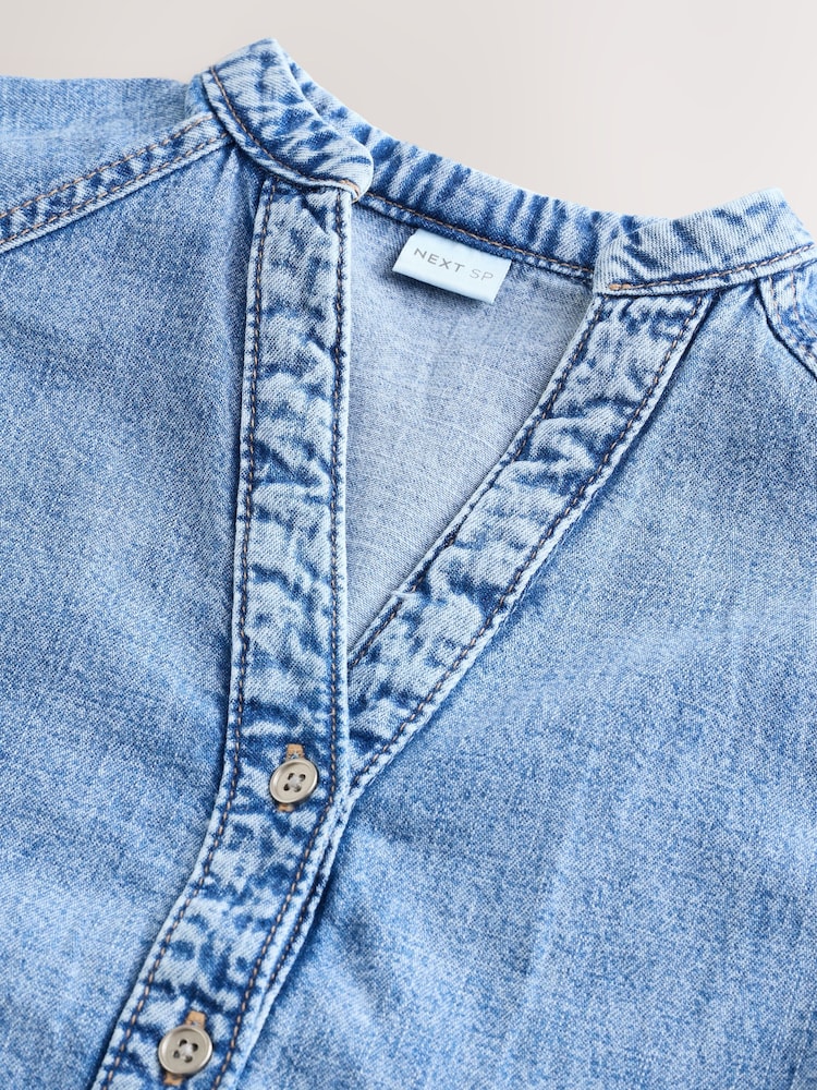 Blue Denim Denim Button 100% Cotton Dress - Image 2 of 3