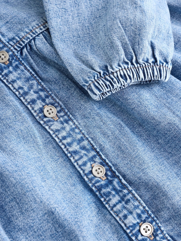 Blue Denim Denim Button 100% Cotton Dress - Image 3 of 3