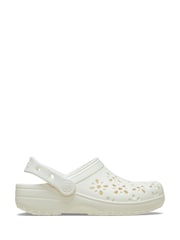 Crocs White Adults Floral Cut Out Clogs - Image 1 of 7