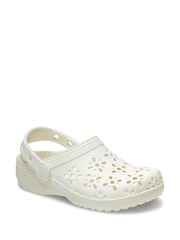 Crocs White Adults Floral Cut Out Clogs - Image 3 of 7