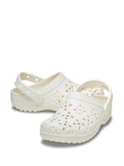 Crocs White Adults Floral Cut Out Clogs - Image 4 of 7