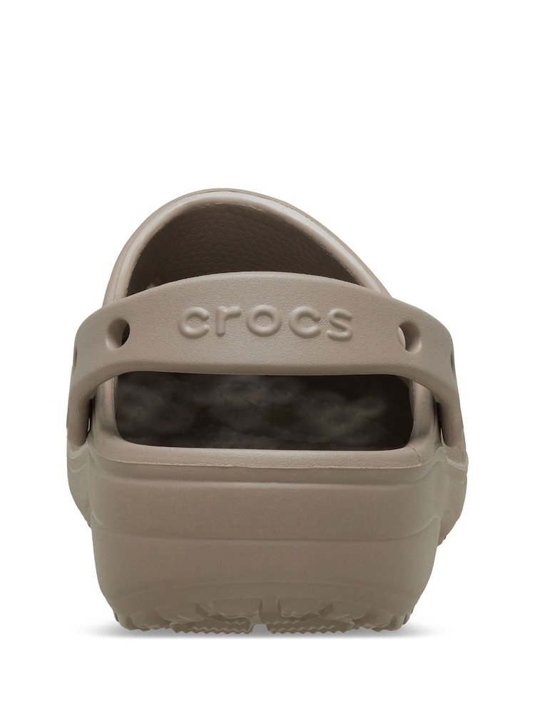 Crocs Taupe Adults Floral Cut Out Clogs - Image 4 of 7