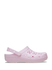 Crocs Pink Milk Adults Floral Cut Out Clogs - Image 1 of 7
