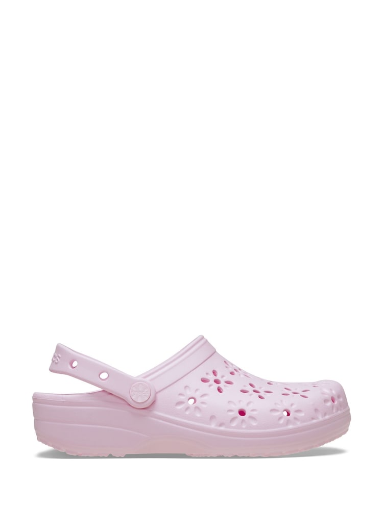 Crocs Pink Milk Adults Floral Cut Out Clogs - Image 1 of 7
