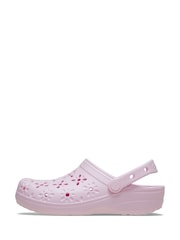 Crocs Pink Milk Adults Floral Cut Out Clogs - Image 2 of 7