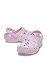 Crocs Pink Milk Adults Floral Cut Out Clogs - Image 5 of 7