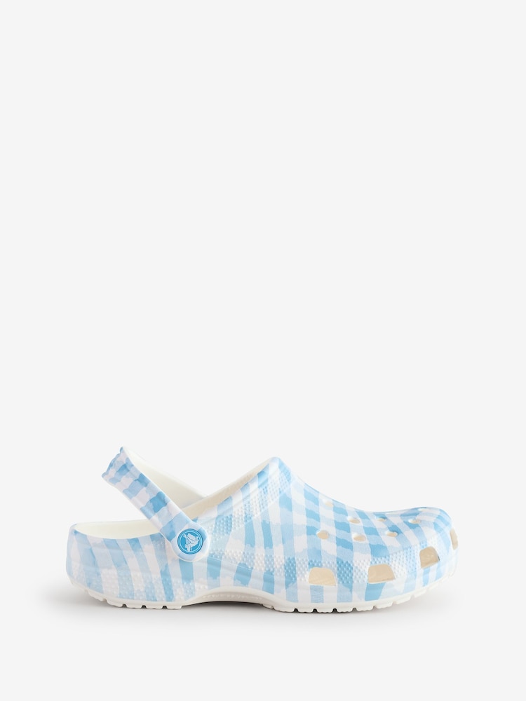 Crocs Blue Adults Gingham Clogs - Image 1 of 1