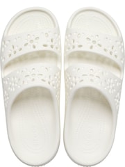 Crocs White Classic Floral Cut Out Sandals - Image 4 of 7