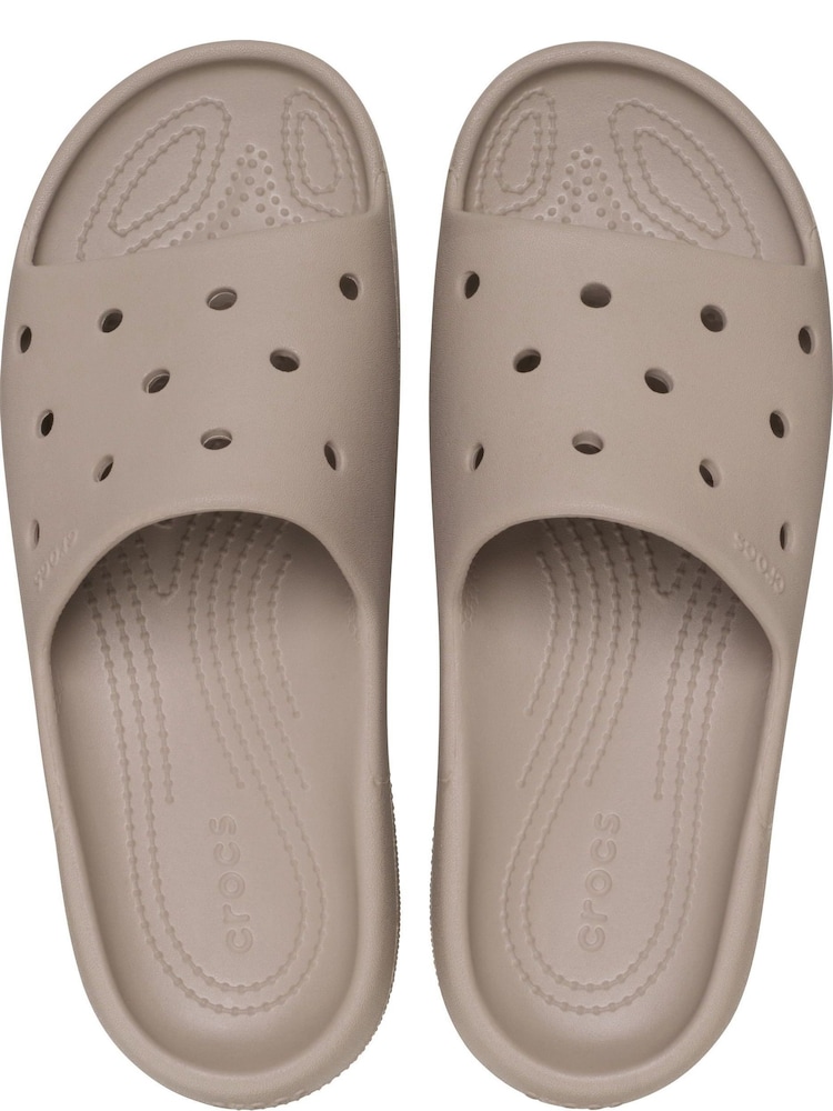 Crocs Taupe Adults Slide Sandals - Image 4 of 4 Crocs Taupe Adults Slide Sandals - Image 4 of 4