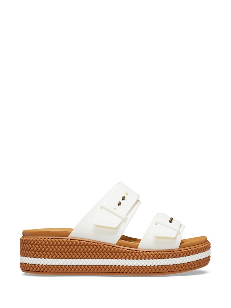 Crocs White Womens Brooklyn Woven Buckle Sandals - Image 1 of 7