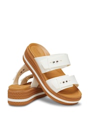 Crocs White Womens Brooklyn Woven Buckle Sandals - Image 4 of 7